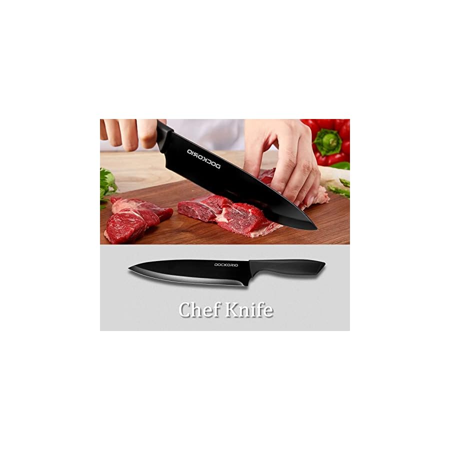 Dockorio-Kitchen-Knife-Set-with-Block-19-PCS-High-Carbon-Stainless-Steel-Sharp-includes-Serrated-Steak-Knives-Set-Chef-Knives-Bread-Knife-Scissor-Sharpener-all-in-one Dockorio Kitchen Knife Set with Block, 19 PCS High Carbon Stainless Steel Sharp includes Serrated Steak Knives Set, Chef Knives, Bread Knife, Scissor, Sharpener, all in one