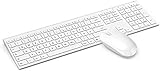 2.4G Technologie: 2.4G Technologie gewährleistet eine stabilere Verbindung und einfache Anwendung als Bluetooth. Durch einen USB Empfänger sind die Keyboard und wireless Mouse mit Ihrem PC verbunden, keinen Treiber und keine Installation erforderlich, Reichweite bis zu 10M. (USB Empfänger ist in der Rückseite der Maus platziert)