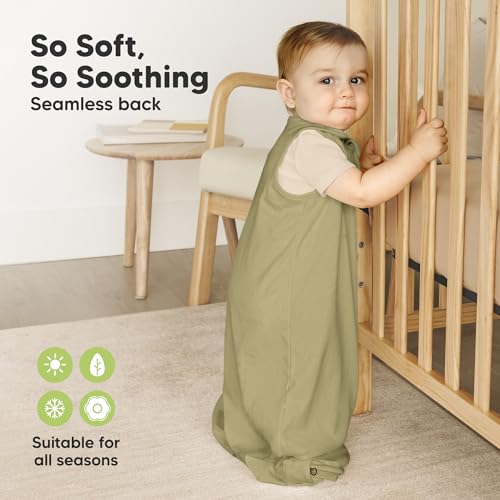 Image of 2-Pack Organic Baby Sleep Sacks, 100% Cotton 0.5TOG (Avocado, 6-18M) | Soft Breathable, Baby Wearable Blanket, Toddler Sleeping Sack 6-18 Months, Easy to Wear Transitional Swaddles for Newborns