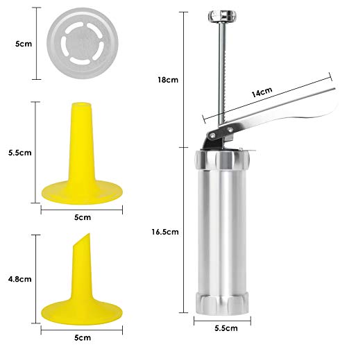 Cookie Press Gun Kit for DIY Biscuit Maker and Decoration with 20 Stainless Steel Cookie Discs and 4 Nozzles - Thumbnail 2