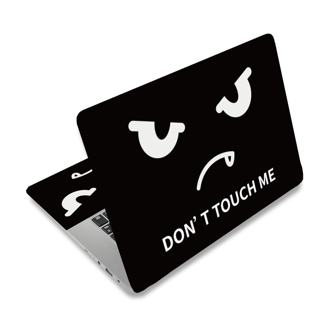 PLIGREAT Adesivo nero per computer portatile "Don't Touch" adatto per laptop da 12" 13" 13,3" 14" 15" PC portatile universale rimovibile in vinile sintetico