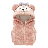 [HOOMAI] (ホーマイ) 着ぐるみ 赤ちゃん くま もこもこ フード付き 耳付き 尻尾 防寒着 厚手 フリース アニマル ベスト ベビー服 80-130cm ハロウィン コスプレ 5カラー 90 ピンク
