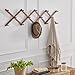 SKOLOO Hat Rack for Wall with 14 Hooks, Solid Wooden, Modern, Expandable Coat Rack Wall Mount for Coats, Hats, Bags, Baseball Caps, Walnut Color