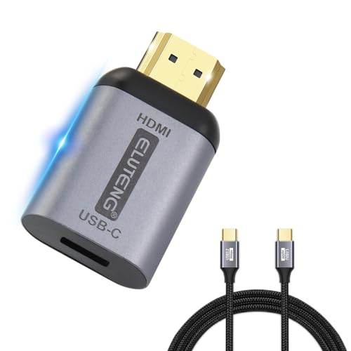 ELUTENG USB C auf HDMI Adapter 4K 60Hz mit Typ C 3.2 Video Kabel, Type C auf HDMI Aluminium Adapter mit Thunderbolt 3/4 Konverter f&uuml;r iPhone 16/15 Pro/Max MacBook iPad Pro/Air Surface Book XPS Galaxy
