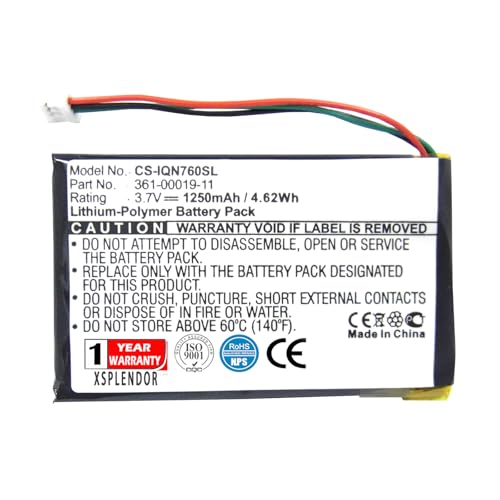 XSPLENDOR Replacement Battery for Nuvi 3590 Nuvi 3590LMT Nuvi 700 (3 Wires) Nuvi 710 Nuvi 710T Nuvi 760 Nuvi 760T Nuvi 765 Nuvi 765T Part NO 361-00019-11 361-00019-40