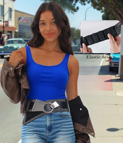 Adjustable Wide Elastic Belt for Women – Vintage Buckle, Stretchy Waistband, Versatile for Jeans, Dresses & Casual Wear2