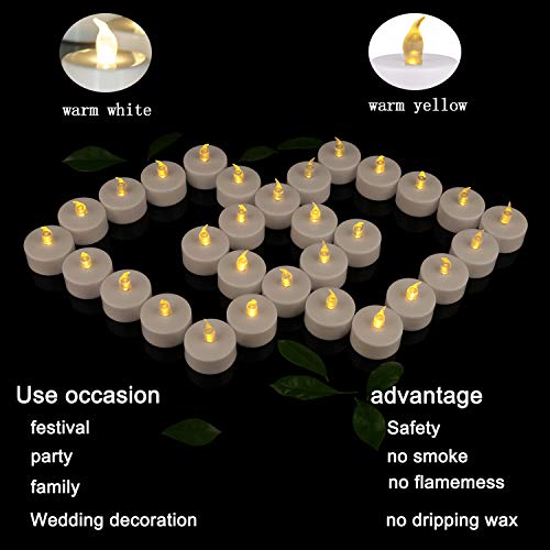 Image of 100Pack Battery Tea Lights candles- LED Tea Lights Realistic Bright Flickering Holiday Gift Operated Flameless LED Tea Light for Seasonal & Festival Celebration Warm Yellow Lamp Battery Powered