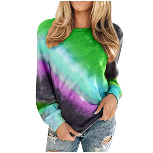 New HunYUN Women Long Sleeve Tops Blouse Autumn Fashion Casual Pullover O-Neck T-Shirt Gradient Colo...