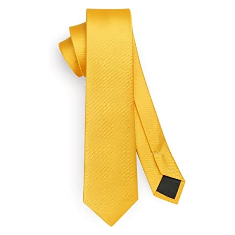 HISDERN Corbata amarilla sólida para hombre Cover