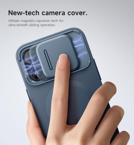 Image of SURITCH for iPhone 14 Pro Max Case with Magnetic Camera Slide Cover and Adjustable Kickstand, Compatible with MagSafe, Shockproof Bumper Case Slim Protective Cover 6.7 Inch, Blue