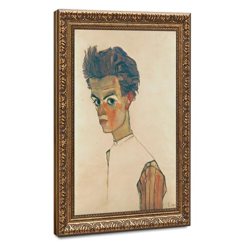 Toile autoportrait Egon Schiele cadre mural salon tableau décoration bureau 30x45