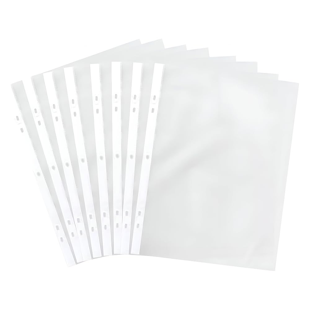 45 Micron 100Pack A5 Plastic Wallets Strong Glass Clear Punched Ring Binder Poly Pockets Ideal for Storing certificates, programmes, Stamps and Receipts (1)