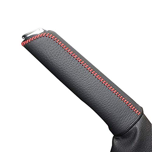 JI Loncky Custom Black Genuine Leather Handbrake Cover for Volkswagen VW Jetta 2011 2012 2013 2014 2015 2016 / VW Golf 2015 2016 / VW Beetle 2012 2013 2014 2015 2016 / VW Passat 2012-2016 Accessories