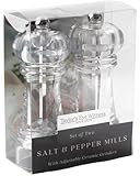 Salz- und Pfeffermühlen-Set - Klarer Kunststoffkopf und Glas nachfüllbare Mühlen für Küche Kochen Nachfüllbar mit Tisch oder Himalaya Salz, Gewürze zum Würzen Handmahlwerk Utensil, 2 Stück