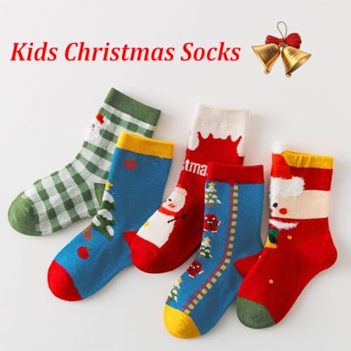 Kids Christmas Socks 5 Pairs Toddler Crew Christmas Xmas Socks for Baby Holiday Winter Warm for Boys/Girls4