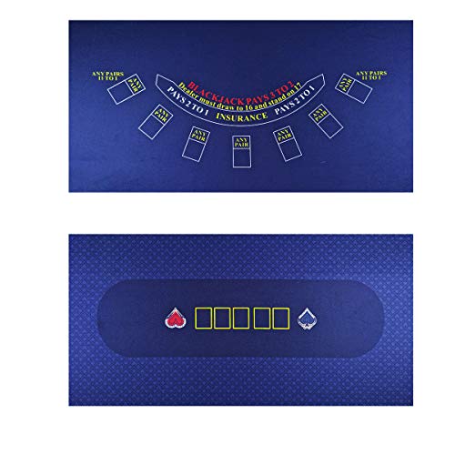 Waliken Tapis de table en feutre pour poker Texas Holdem et Blackjack - Tapis de qualité professionnelle (bleu double) Cover