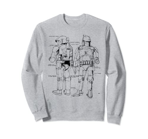 Sweatshirt Star Wars Boba Fett imprimé diagramme armure mandalorienne vêtement geek