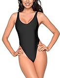 Ocean Blues Women's High Cut One Piece Swimsuit - Adjustable Straps & Cheeky Back Coverage Swimwear, Black, Size Medium