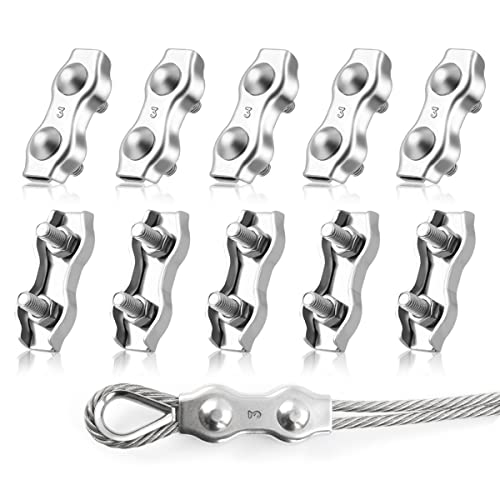 ALLY-MAGIC Seilklemmen 3mm – 10 Stück M3 Edelstahl Bügelklemmen, U-Bolzen Für Drahtseil, Markisen, Wäscheleinen & Mehr