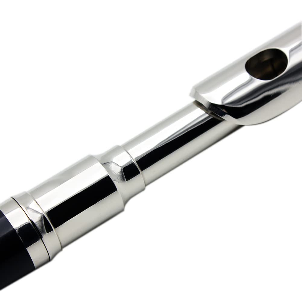 Piccolo a mezza misura chiave C, piccolo in cupronichel placcato argento a 16 fori con custodia, bacchetta, cacciavite