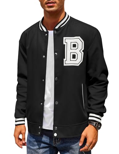 COOFANDY Men's Varsity Wool Blend Bomber Jacket