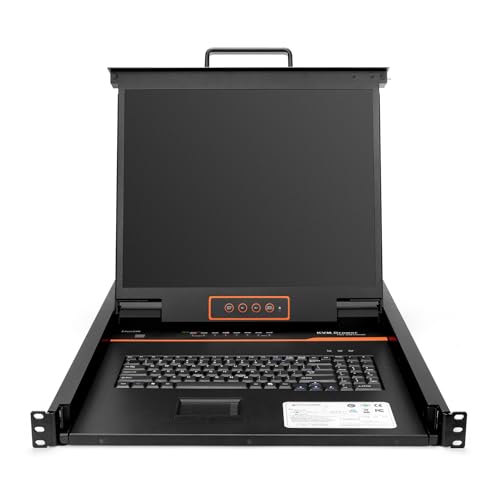 Image of 1U Rack Console KVM 19 inch Rack Mount Monitor Keyboard 8 Port VGA with Cables