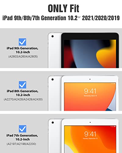 TiMOVO Case for iPad 9th Generation 2021/iPad 8th Generation 2020/iPad 7th Generation 2019 10.2 inch with Pencil Holder, Slim Protective Cover with Clear Back Shell, Auto Wake/Sleep, Light Gray