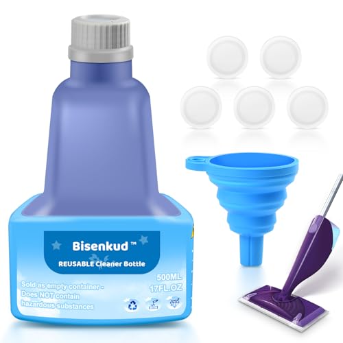 Bisenkud Refillable Bottle for Swiffer® Wet Jet™ Mop - 500ml /17 FL OZ - Leak-Proof HDPE Solution Bottle, Empty，Not for Power mop