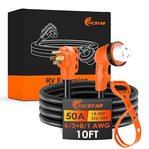 Rallonge 50 A 3 m pour camping-car robuste NEMA 14-50P et SS2-50R