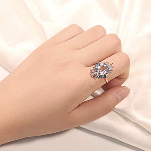 LAZLUVU Women Flower Rings Oval White Opal Cubic Zirconia Band Rose Gold Plated Promise Ring for Women Christmas Jewelry Gift4
