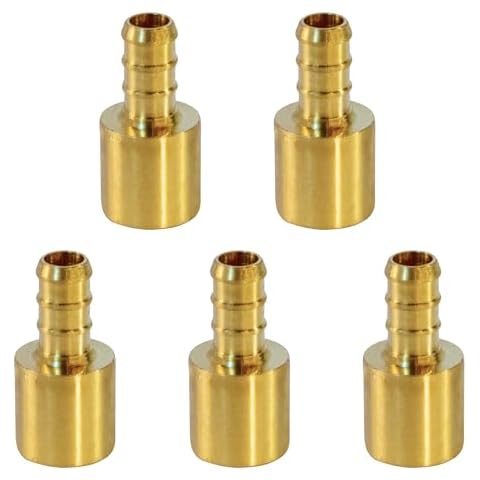 Pexflow PSMA1238-5 Male Sweat Copper Adapter X Pex Barb Pipe Fitting, 1/2 x 3/8, Brass Cover