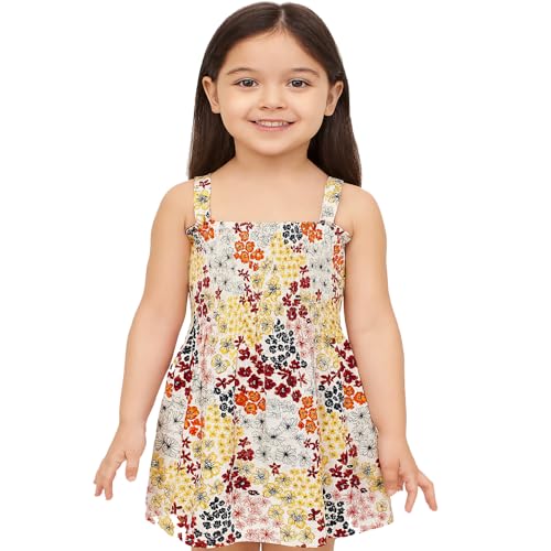 Image of Cotton Shierred Fit & Flare Dress for Girls