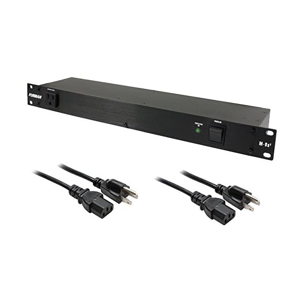 Furman M-8x2 Merit Series 8 Outlet Power Conditioner & Surge Protector with (2) Hosa 18 Gauge Electrical Extension Cable