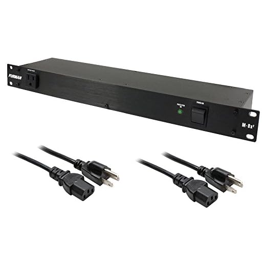 Furman M-8x2 Merit Series 8 Outlet Power Conditioner & Surge Protector with (2) Hosa 18 Gauge Electrical Extension Cable
