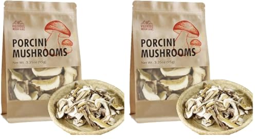 VIGOROUS MOUNTAINS Dried Porcini Mushrooms (3.35Ounces) (Pack of 2)