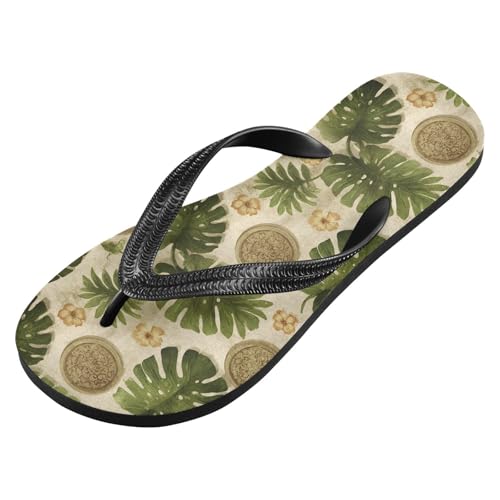 Flip Flop Sandals Tropical Leaves Print for Women Men Beach Outdoor XS2
