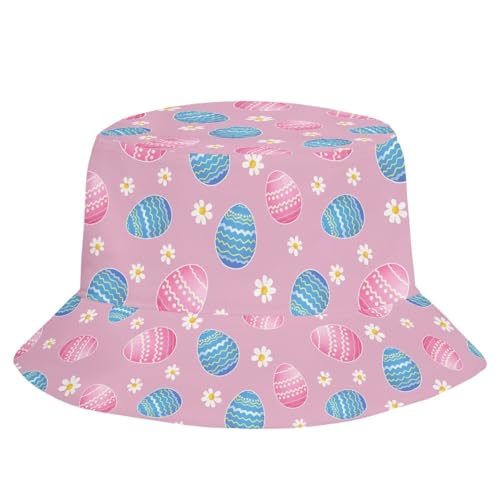 Nxidvxne Easter's Day Hats for Women Fashionable Blue and Pink Easter Egg Pattern Womens Hat Boonie Hat