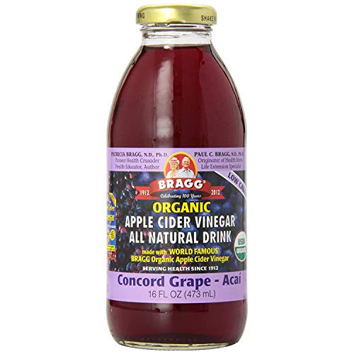 Bragg Organic Concord Hibiscus Vinegar Drink 16 Oz  Apple Cider Vinegar Beverage  All Natural Ingredients