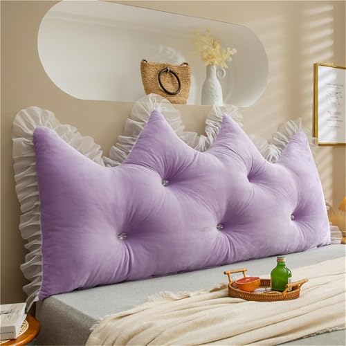 Image of Headboard Pillow PP Cotton Filler Large Bolster Pillows Backrest Support Sitting Up Reading Pillow in Bed Velvet Rest Upholstered Headboard Pads, (Purple, 76 inchx76 inch)