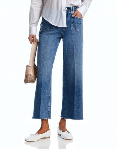 Kedera Women's Wide Leg High Wasited Jeans Stretchy Straight Leg Mom Jeans Baggy Raw Hem Denim Pants Trendy Summer 20254