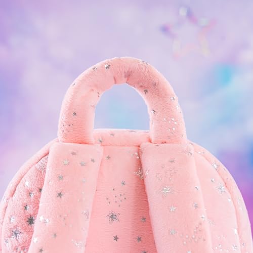 Image of Gloveleya Kids Backpack Toddler Girl Gift Plush Curly Hair Doll Backpack - Light Coral Pink 9''