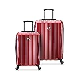 DELSEY Paris Mala expansível Helium Aero Hardside com rodas giratórias, Vermelho tijolo, Checked-Medium 25 Inch, Mala Helium Aero Hardside expansível com rodas giratórias