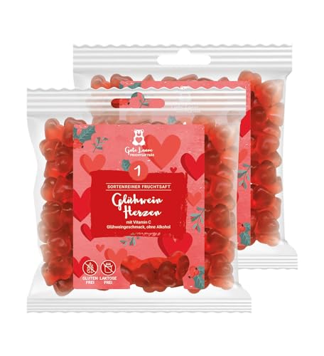 2er Set Glühweinherzen Gute Laune Fruchtsaftbär Weihnachten | sortenreine Fruchtsäfte | Ohne künstliche Farbstoffe und Geschmacksverstärker | Gluten- und Laktosefrei
