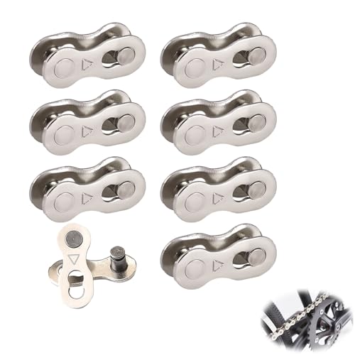8 Pairs Bicycle Chain Links, 6/7/8 Speed Quick Release Bike Chain Connectors, Replacement Reusable Steel Bicycle Missing Link Repair Accessories Suitable for Road Hybride Mountain Cycling