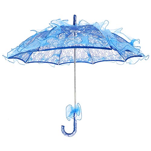 Preisvergleich Produktbild Boquite Bridal Lace Cotton Umbrella für Hochzeit Tanzen Fotografie Prop(Blau)