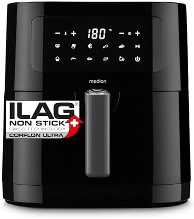 MEDION E40 XL Heißluftfritteuse (5,2 Liter, Airfryer, 2.150 Watt,...