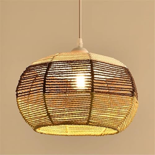 Lustre en corde de chanvre et rotin tressé main pour îlot de cuisine style bohème rustique - 2