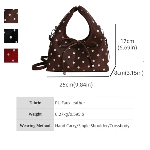 Bolso tote para mujer MaxxCloud con estampado de lunares y lazo: bolso de cuero PU versátil para uso diario, cruzado y al hombro, ideal para trabajo y compras miniatura 4
