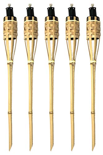 Moritz 5 antorchas de bambú Deluxe 90 cm natural para jardín, decoración exterior, antorchas de aceite
