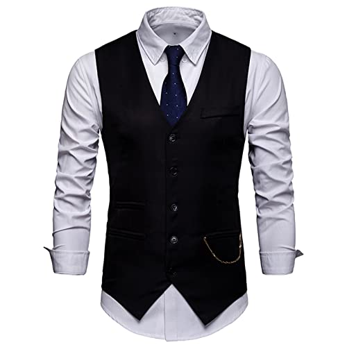 Men Suit Vest Slim Gilet Men Formal Business Sleeveless Jacket Waistcoat Single Breasted Vintage Vest